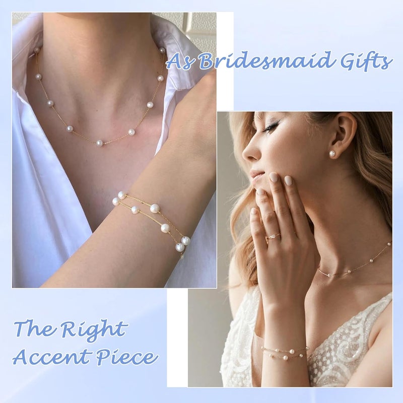 DAYANEY Pearl Bracelets for Women, Gold Bracelet Silver Pearl Jewelry as Valentines Gifts for Girls, Dainty Daisy and Heart Braclets Cute Floral Prom Jewelry for Bridesmaid Brazaletes Para Mujer - Image 3